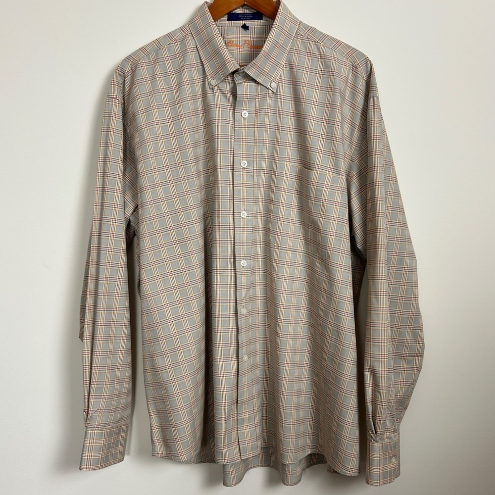 Alan Flusser Mens XXL Plaid Button Down Casual Long Sleeve Shirt